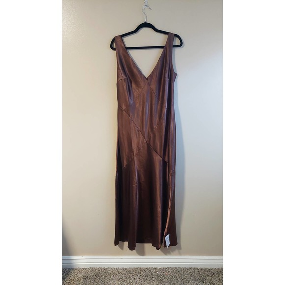 ASOS Dresses & Skirts - Asos Brown Satin Midi Dress Women's 12 NWT